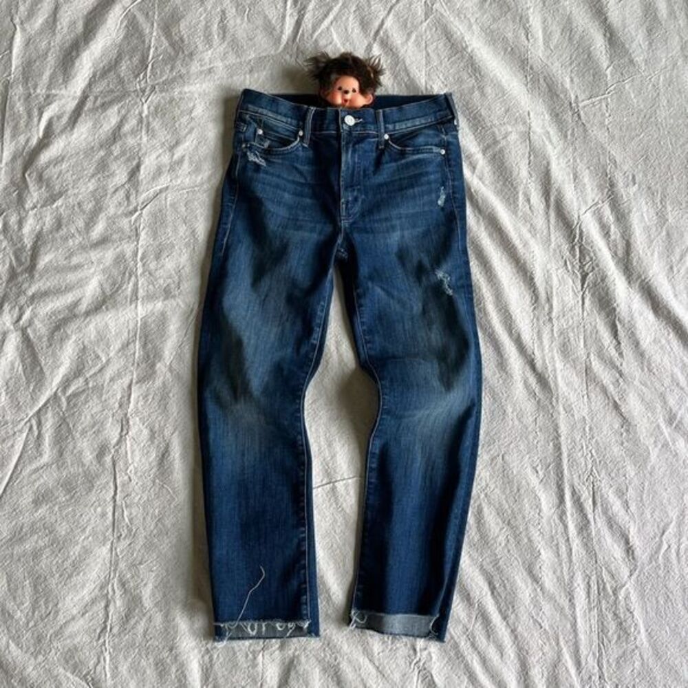 Mother The Rascal Ankle Undone Step Frey‎ Dark Graffiti Womens Jeans